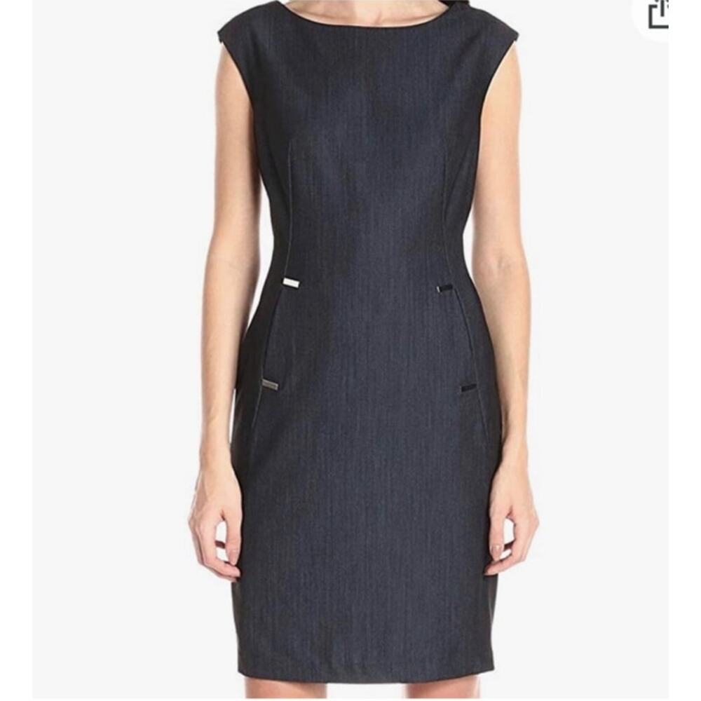Calvin Klein Dress XS Navy Sleeveless Office Preppy Twee Minimalist